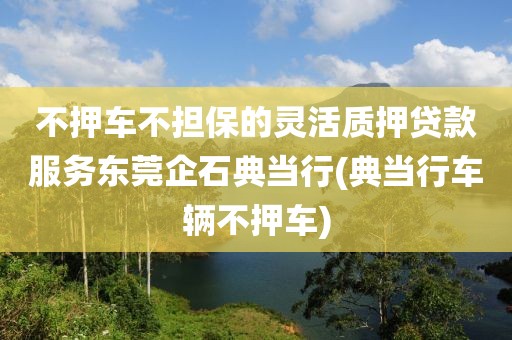 不押车不担保的灵活质押贷款服务东莞企石典当行(典当行车辆不押车)