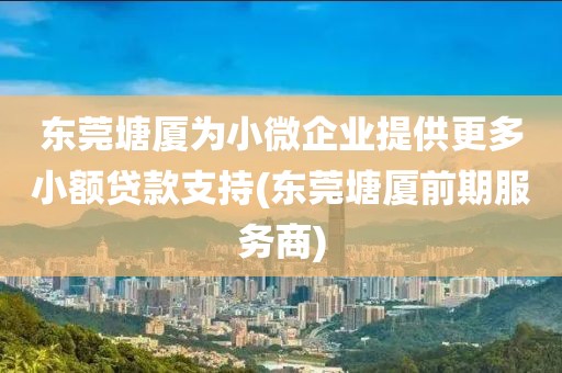 东莞塘厦为小微企业提供更多小额贷款支持(东莞塘厦前期服务商)