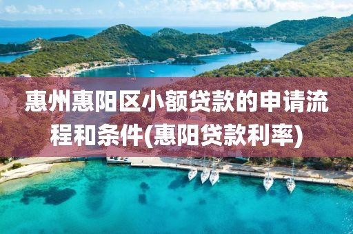 惠州惠阳区小额贷款的申请流程和条件(惠阳贷款利率)