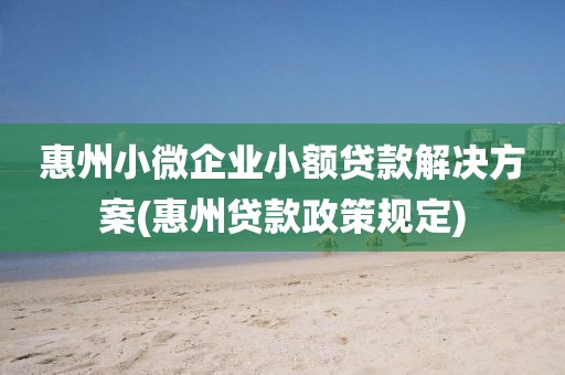 惠州小微企业小额贷款解决方案(惠州贷款政策规定)