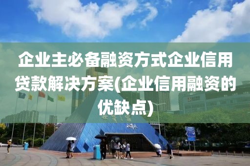 企业主必备融资方式企业信用贷款解决方案(企业信用融资的优缺点)