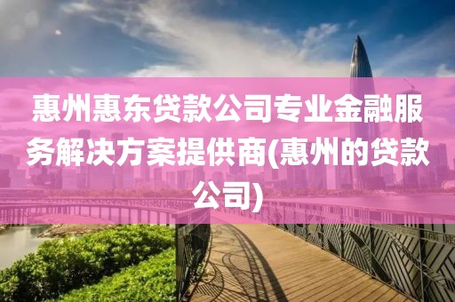 惠州惠东贷款公司专业金融服务解决方案提供商(惠州的贷款公司)