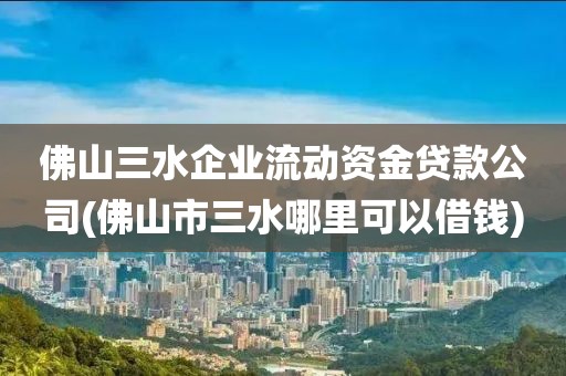 佛山三水企业流动资金贷款公司(佛山市三水哪里可以借钱)