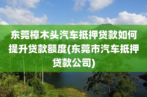 东莞樟木头汽车抵押贷款如何提升贷款额度(东莞市汽车抵押贷款公司)