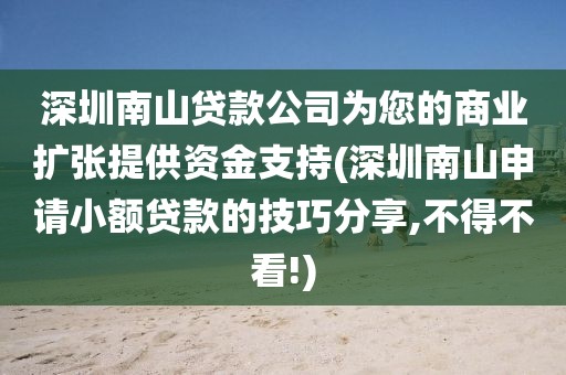 深圳南山贷款公司为您的商业扩张提供资金支持(深圳南山申请小额贷款的技巧分享,不得不看!)