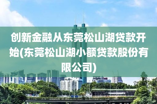 创新金融从东莞松山湖贷款开始(东莞松山湖小额贷款股份有限公司)