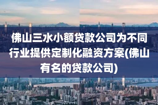 佛山三水小额贷款公司为不同行业提供定制化融资方案(佛山有名的贷款公司)