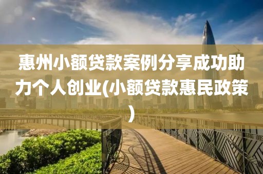 惠州小额贷款案例分享成功助力个人创业(小额贷款惠民政策)