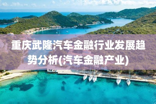 重庆武隆汽车金融行业发展趋势分析(汽车金融产业)