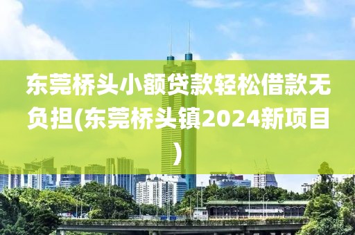 东莞桥头小额贷款轻松借款无负担(东莞桥头镇2024新项目)